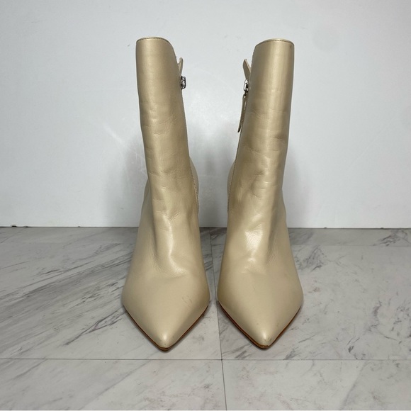 Schutz Betsey Eggshell Leather Pointy Toe Heeled Bootie 8 1/2 B - Picture 2 of 16